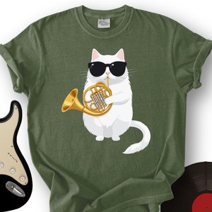 Cat Playing French Horn T-Shirt
