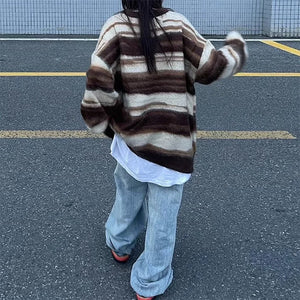 90's Aesthetic Striped Knit Sweater