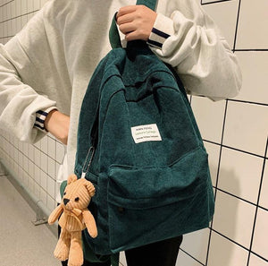 Bear Corduroy School Backpack