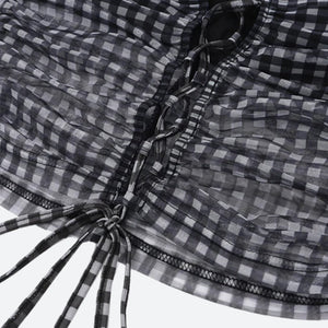 Checkered Strapless Top & Mini Skirt Two Piece Set