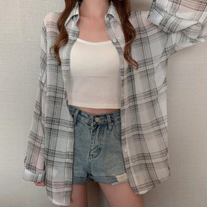 Chiffon Plaid Shirt