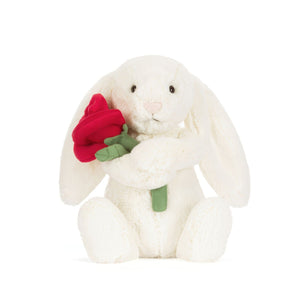 Cream Bunny with Rose Plush Toy