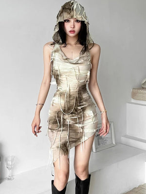 Cyberpunk Hooded Mini Dress