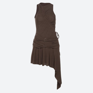 Cyberpunk Ruched Asymmetric Mini Dress