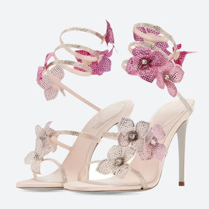 Fairycore Floral Rhinestone Heels