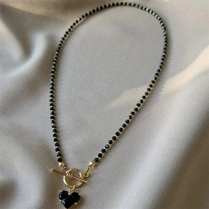 Heart Toggle Clasp Beaded Necklace