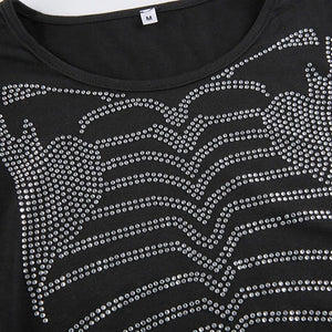 Skeleton Rhinestone Crop Top