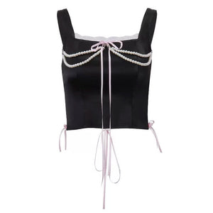 Coquette Bow Pearl Bustier Top