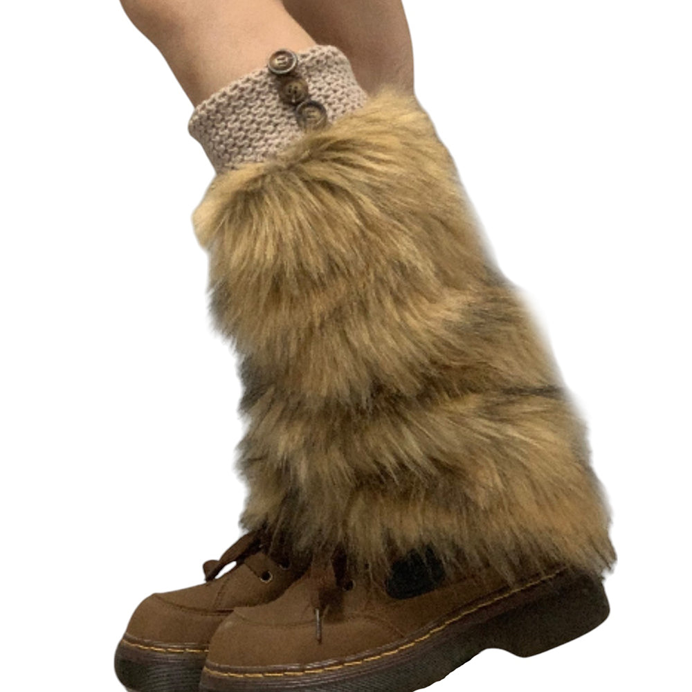 2000s Aesthetic Faux Fur Leg Warmers