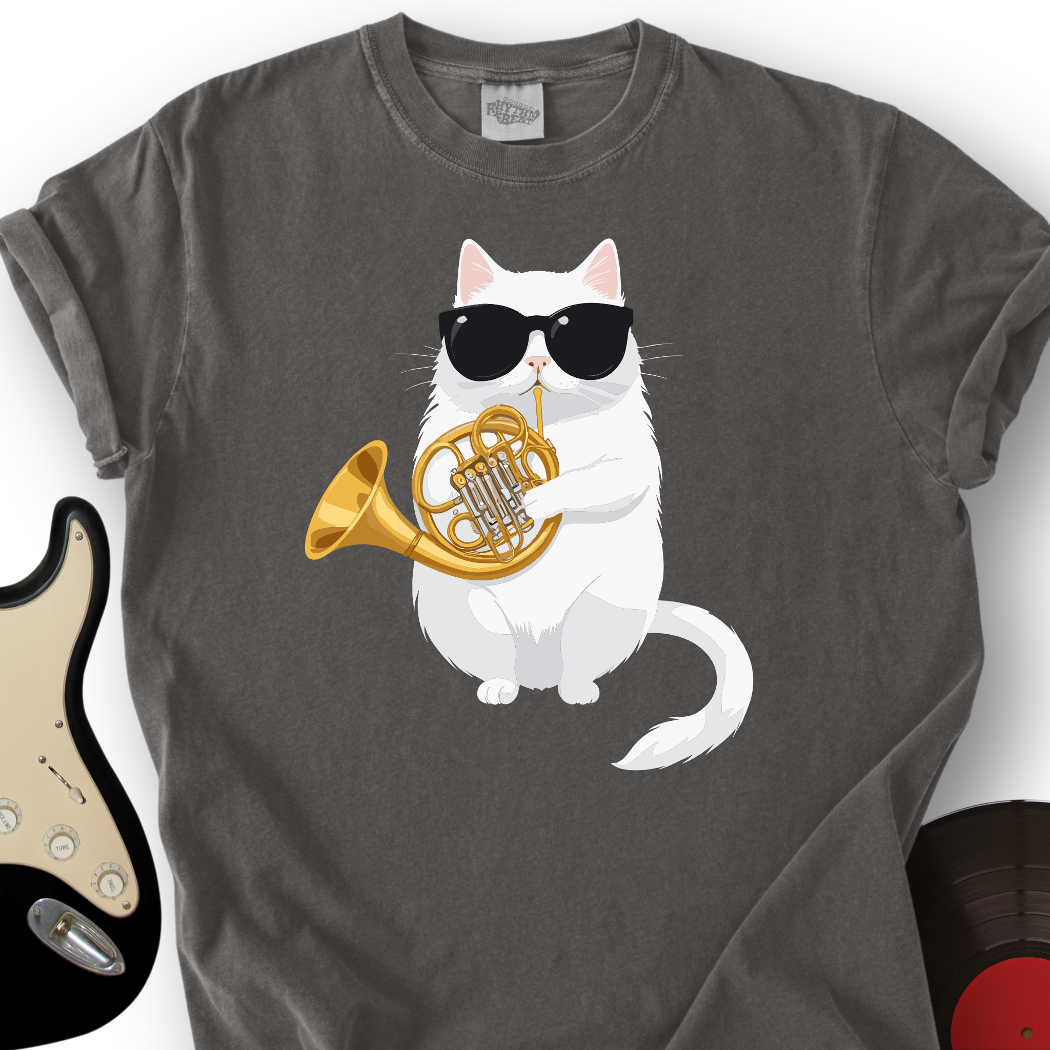 Cat Playing French Horn T-Shirt