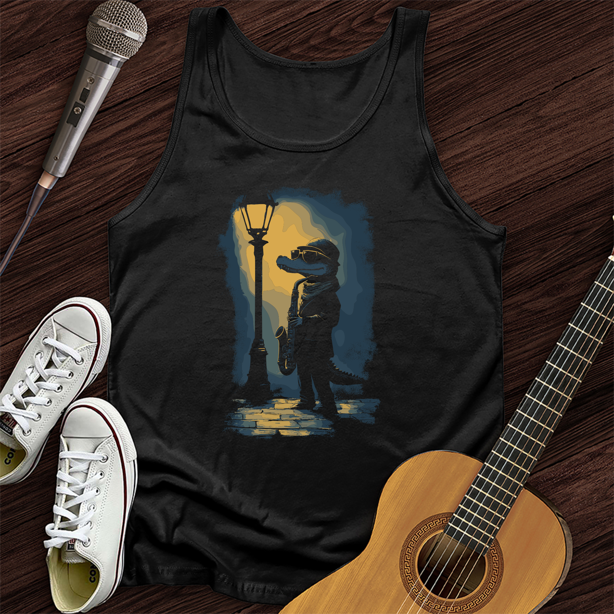 Crocodile Saxophone Unisex Tank Top