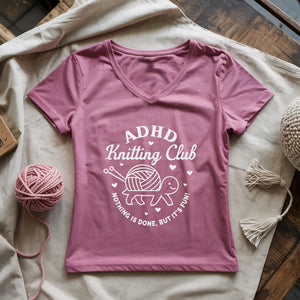 ADHD Knitting Club Lady V-neck