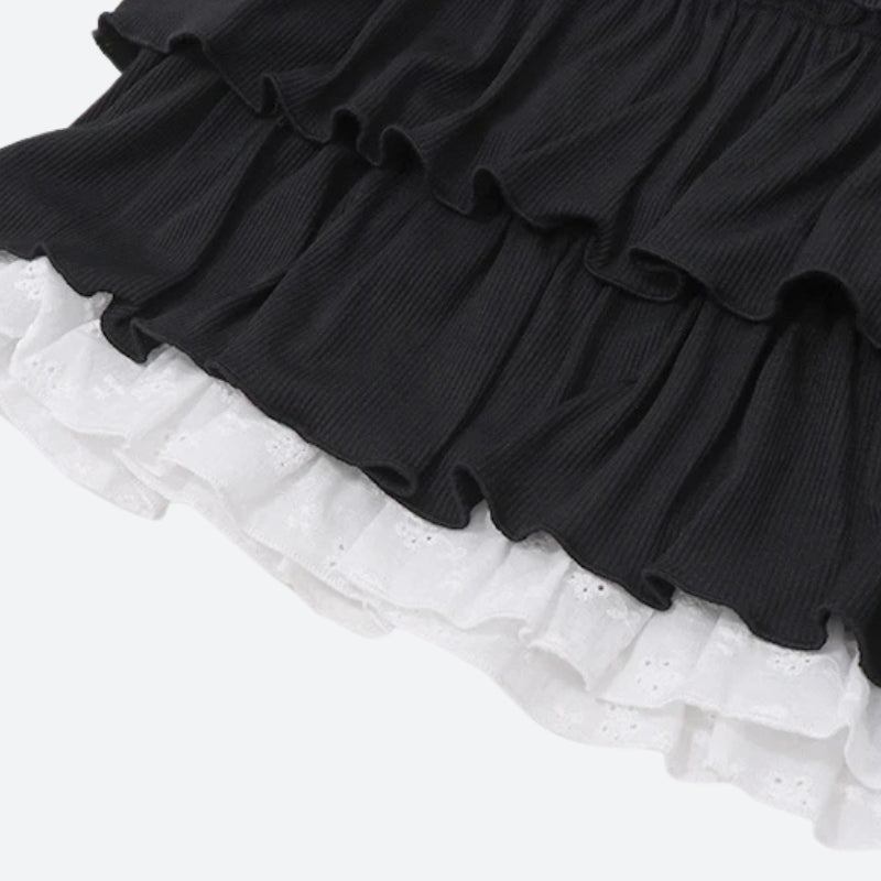 Black Coquette Mini Skirt