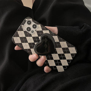 Black Heart Argyle iPhone Case