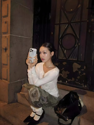 Embroidered Long Sleeve Top