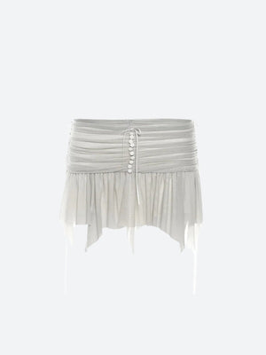 Fairycore Mesh Ruffled Top & Mini Skirt Two Piece Set