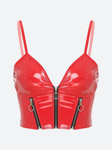 Faux Leather Bustier Crop Top