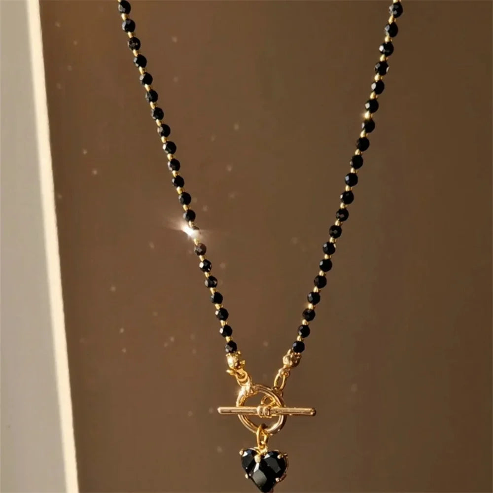 Heart Toggle Clasp Beaded Necklace