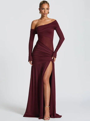 One Shoulder High Slit Maxi Dress