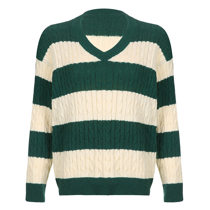 Preppy Girl Striped Jumper