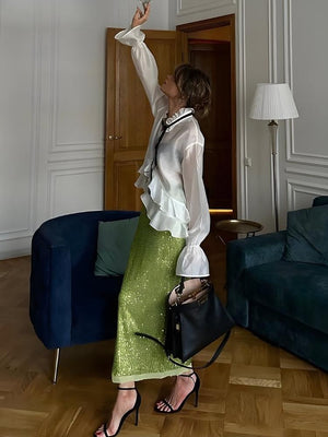 Ruffled Sheer Blouse