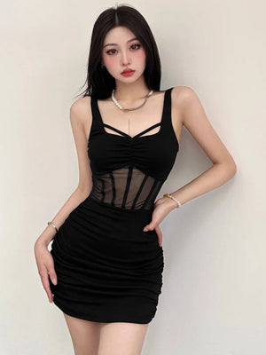 Sheer Bodice Mini Dress