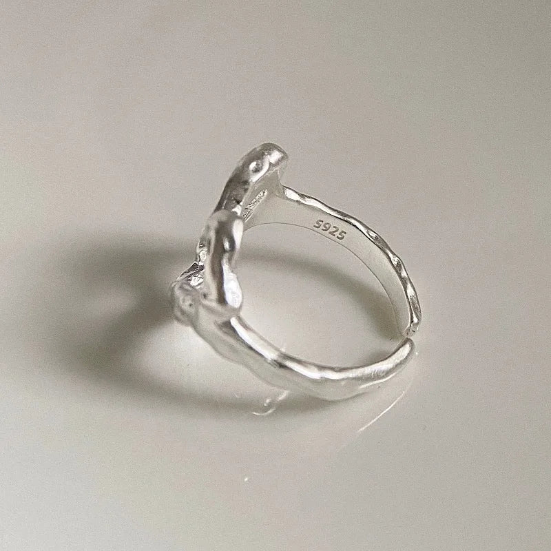 Wavy Heart Silver Ring