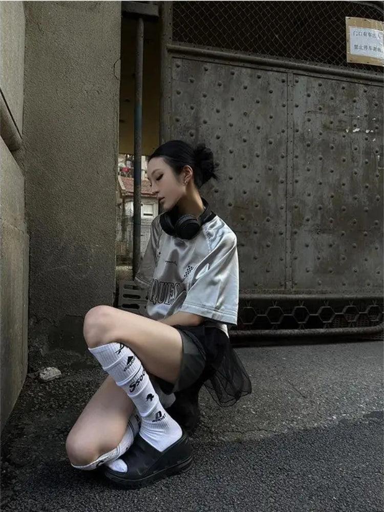 Y2K Silver Oversized Tee