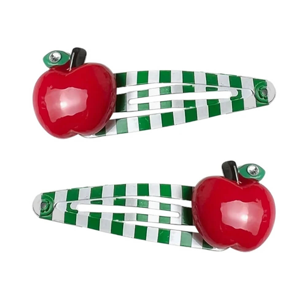 Apple Striped Hair Clips