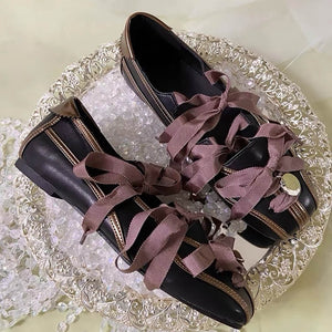 Balletcore Ribbon-Laced Flats