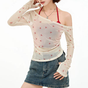 Balletcore Aesthetic Bow Mesh Top