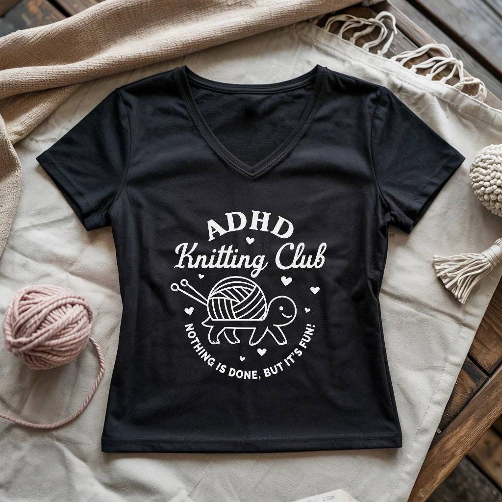 ADHD Knitting Club Lady V-neck