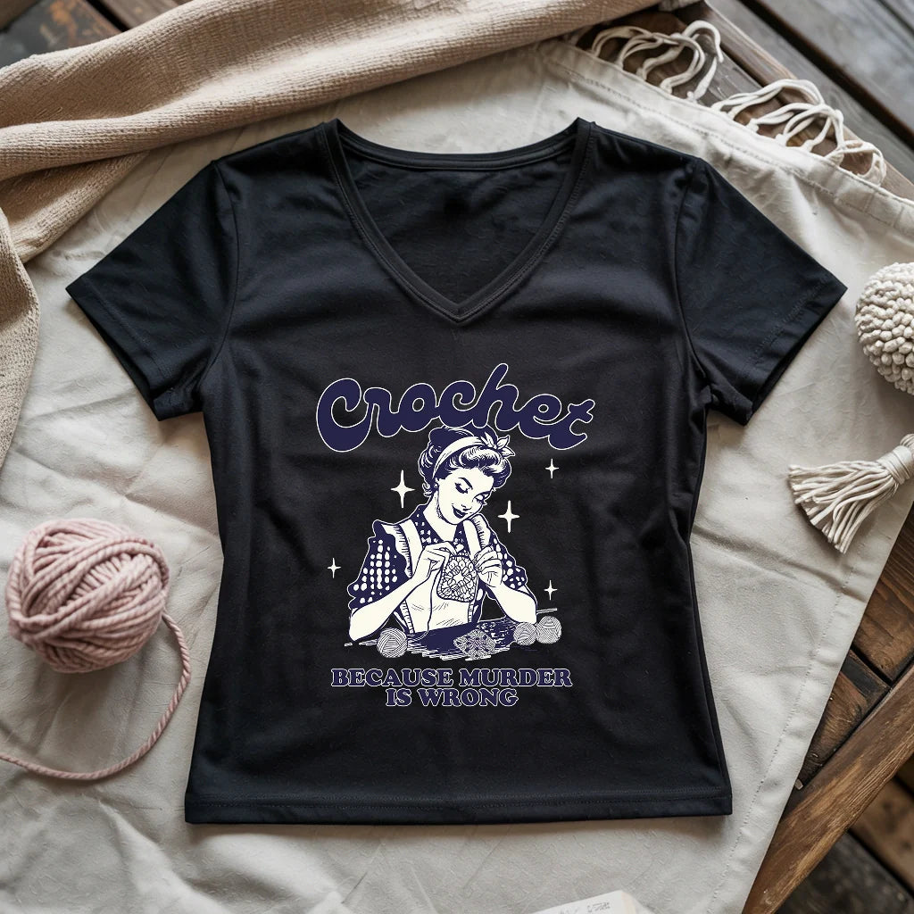 Crochet Not Murder Lady V-neck