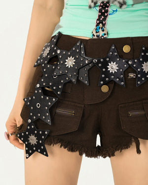 Black Star Studded Boho Belt