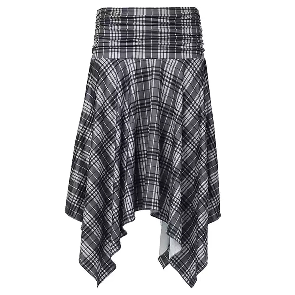Blokette Asymmetrical Plaid Skirt