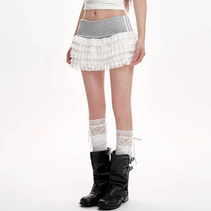 Blokette Ruffle Lace Mini Skirt