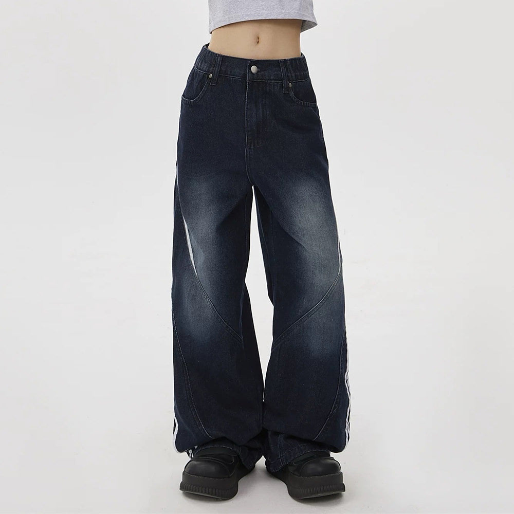Blokette Side Stripe Wide-Leg Jeans