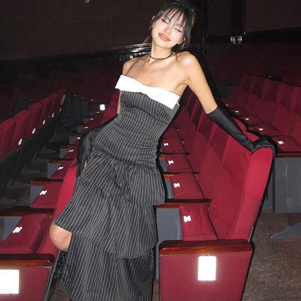 Rebel Muse Bow Striped Maxi Dress