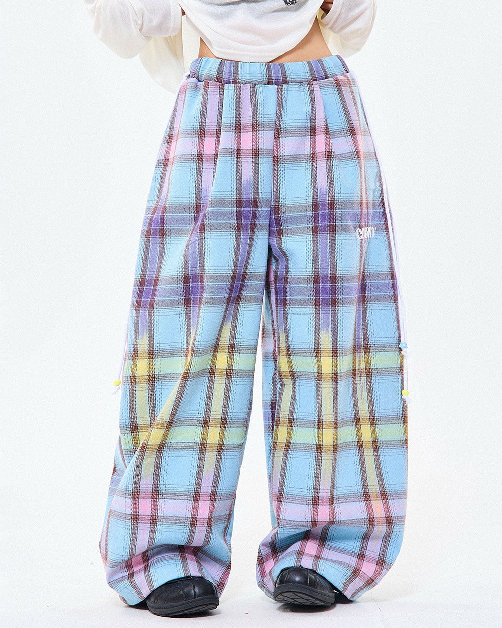 Bubblegum Plaid Wide Leg Pants