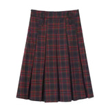 Classic Red Pleated Midi Skirt