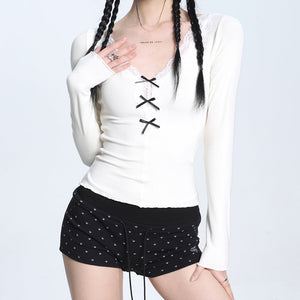 Coquette Aesthetic V-Neck Top