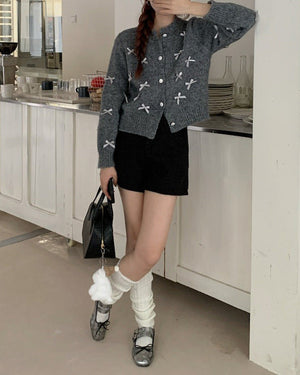 Coquette Aesthetic Grey Cardigan