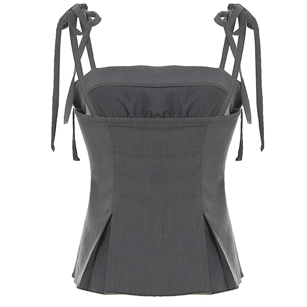 Coquette Ruched Bow Tie Top