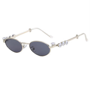 Crystal Metal Oval Sunglasses