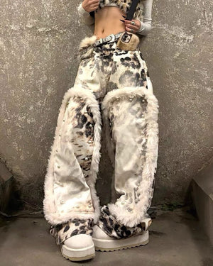 Animal Instincts Faux Fur Leopard Pants