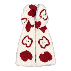 Fuzzy Apple Pattern Scarf