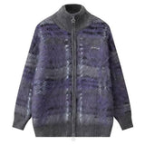 Indie Kid Fuzzy Plaid Zip Up Sweater