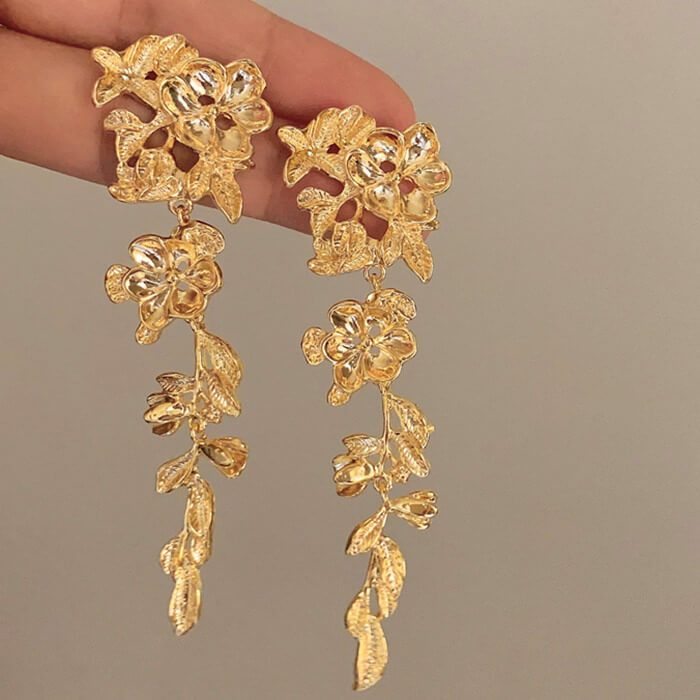 Golden Blossom Drop Earrings