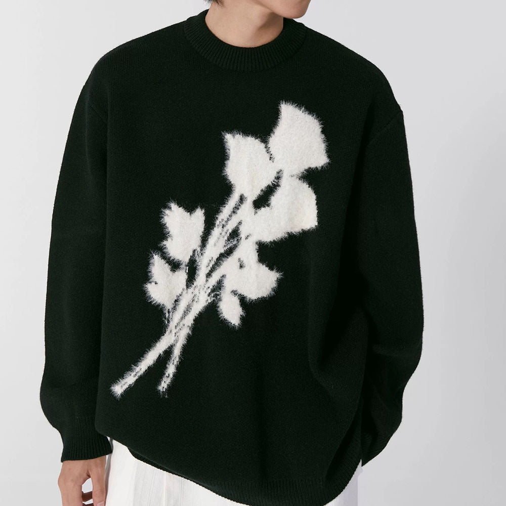 Grunge Aesthetic Rose Print Sweater