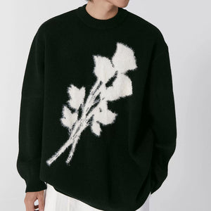 Grunge Aesthetic Rose Print Sweater
